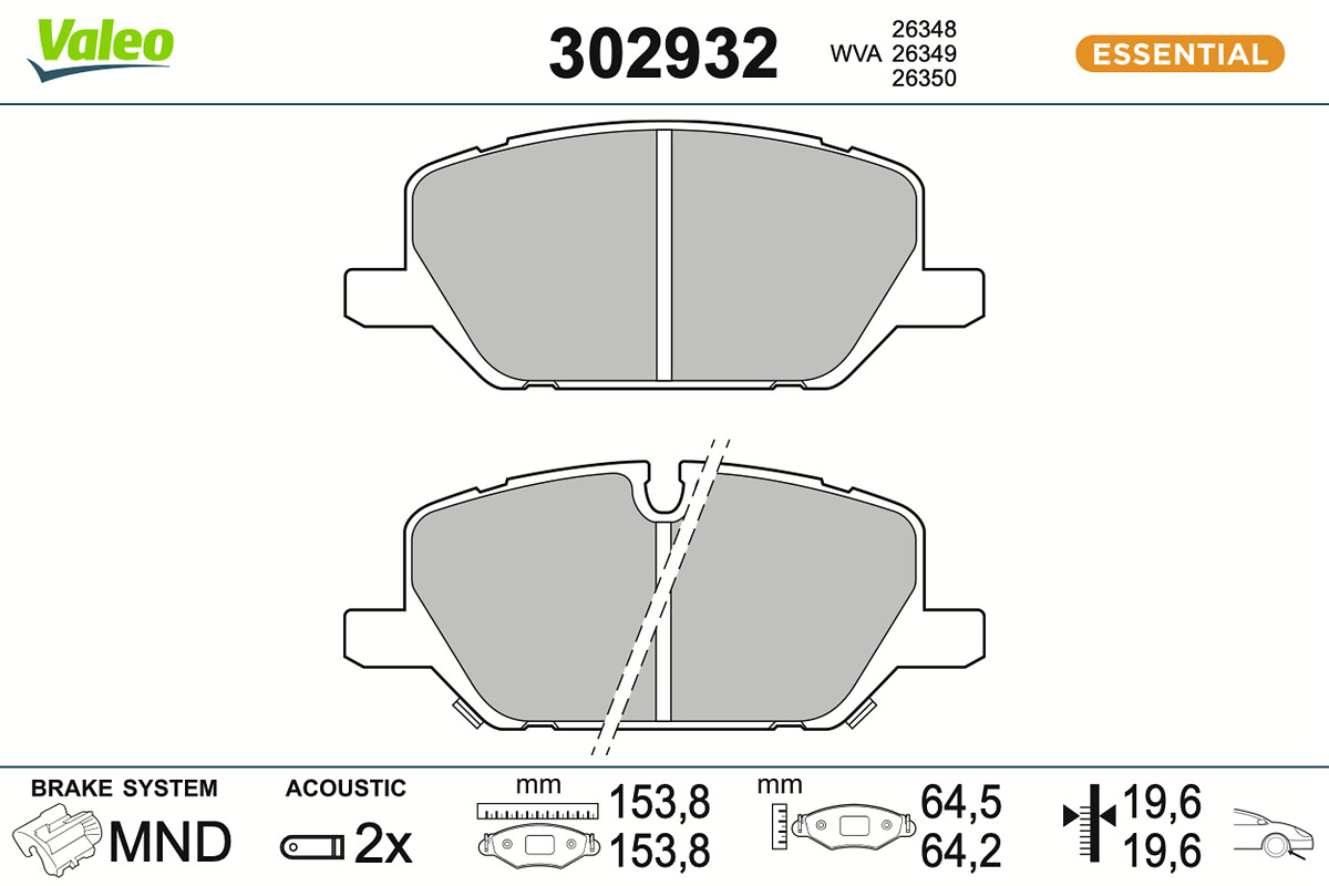 Комплект тормозных колодок, дисковый тормоз - 302932 VALEO